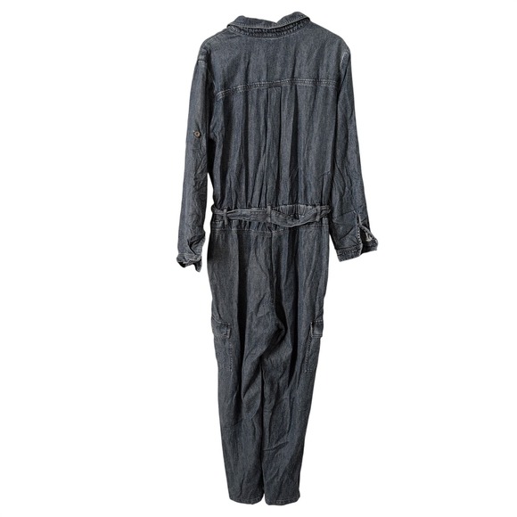 NWT Anthro Cloth & Stone Denim Utility Jumpsuit Belted Cargo Pockets XL $188 - Picture 7 of 11